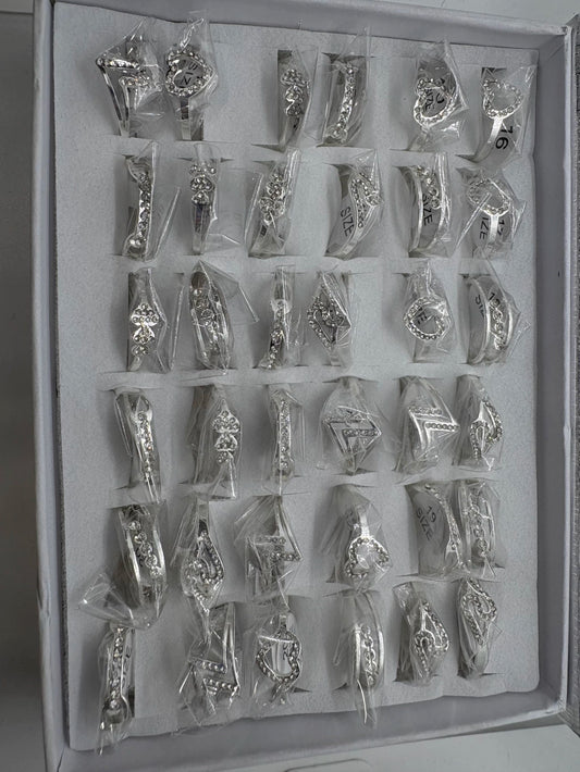 Anillos de acero blanco con strass 368-C