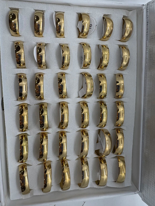 Anillos lizos de acero dorado 407-B-6mm