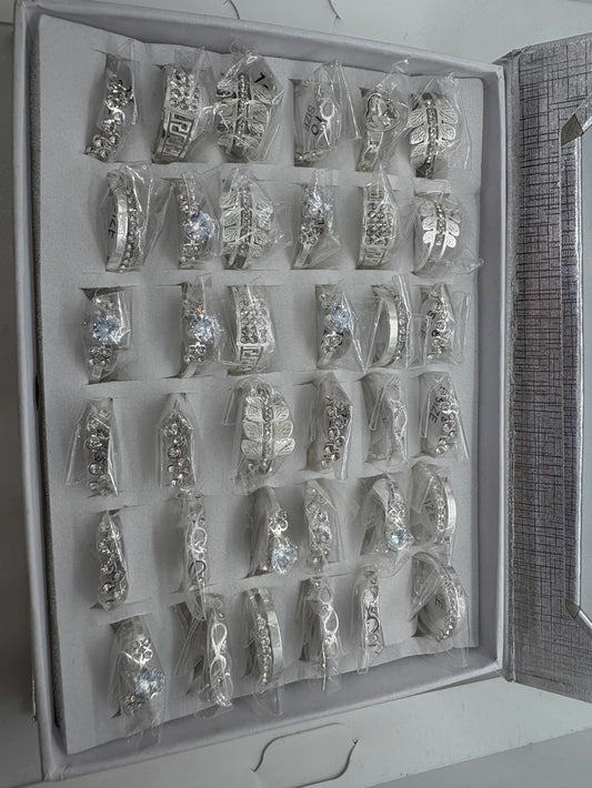 Anillos de acero blanco con strass 727-C