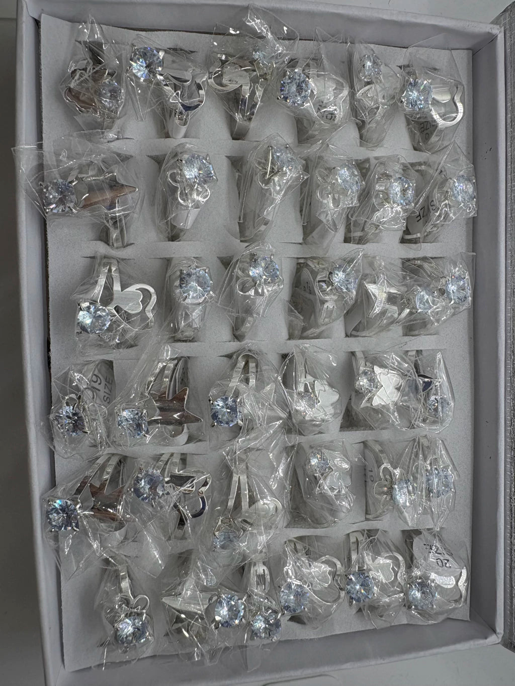 Anillos de acero blanco con strass 705-C