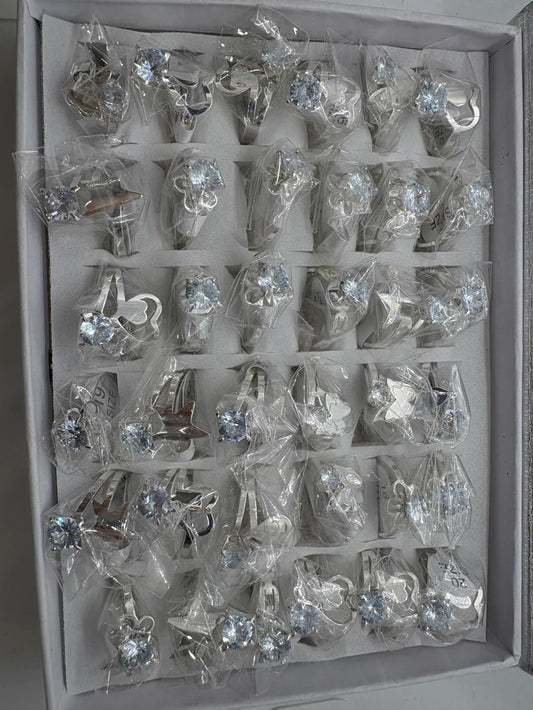 Anillos de acero blanco con strass 705-C