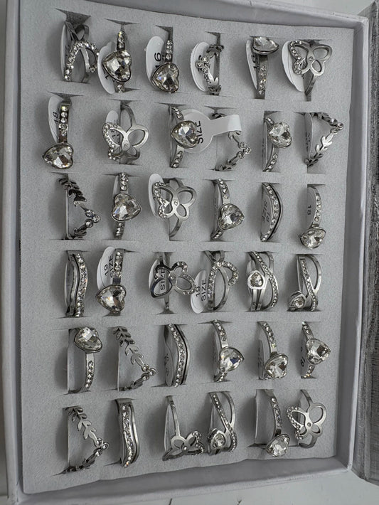 Anillos de acero con strass 728-A