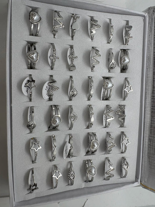 Anillos de acero con strass 405-A