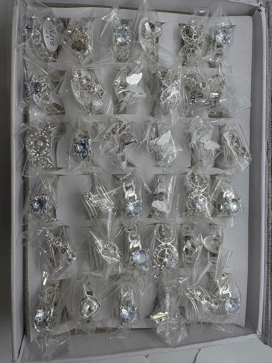 Anillos de acero blanco con strass 717-C