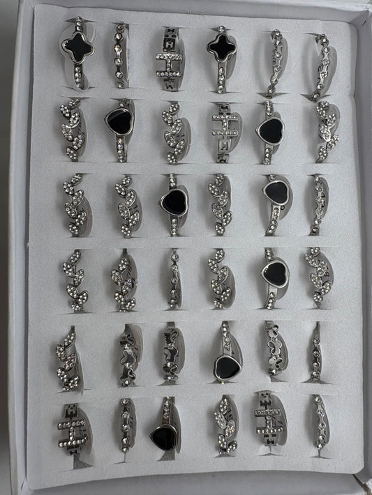 Anillos de acero con strass 732-A