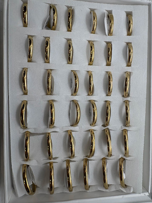 Anillos lizos de acero dorado 407-B-3mm