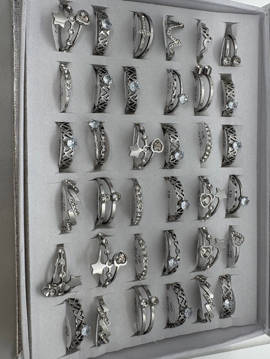 Anillos de acero con strass 739-A