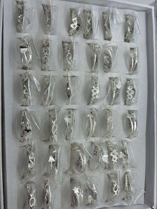 Anillos de acero blanco con strass 366-C