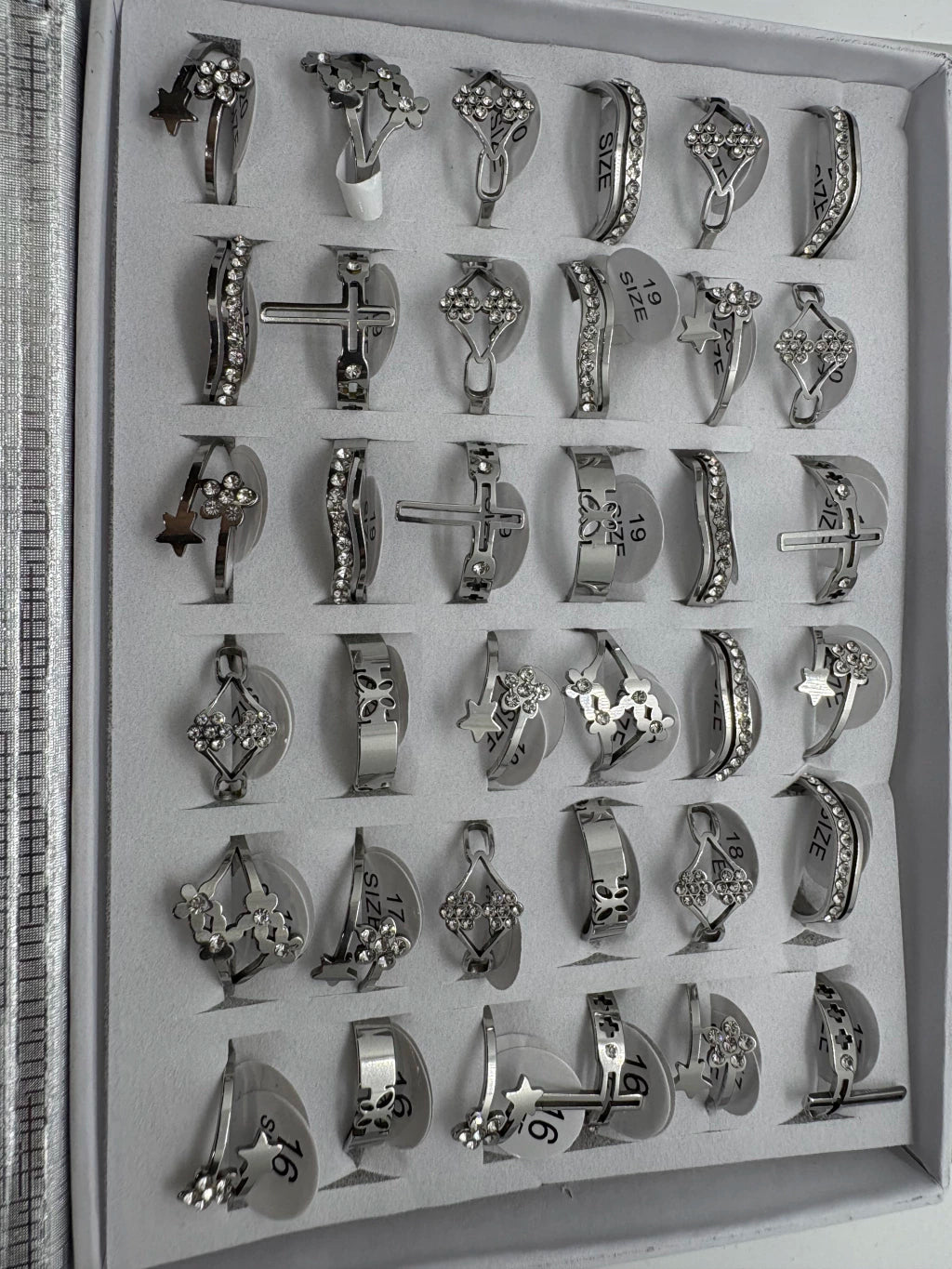 Anillos de acero con strass 740-A