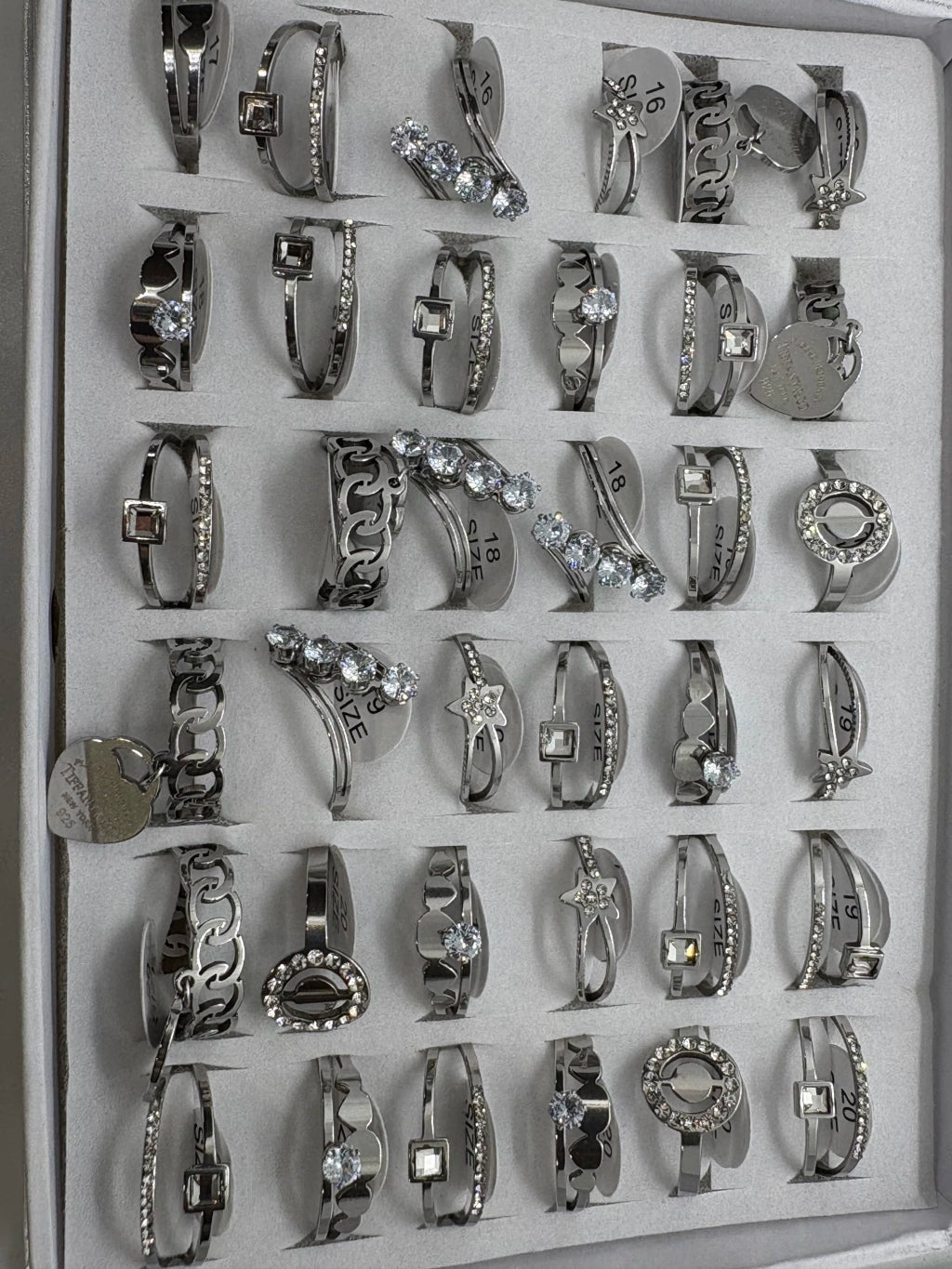 Anillos de acero con strass 730-A