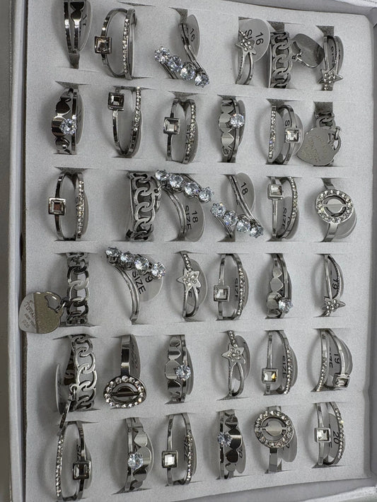 Anillos de acero con strass 730-A