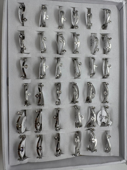 Anillos de acero con strass 879-A