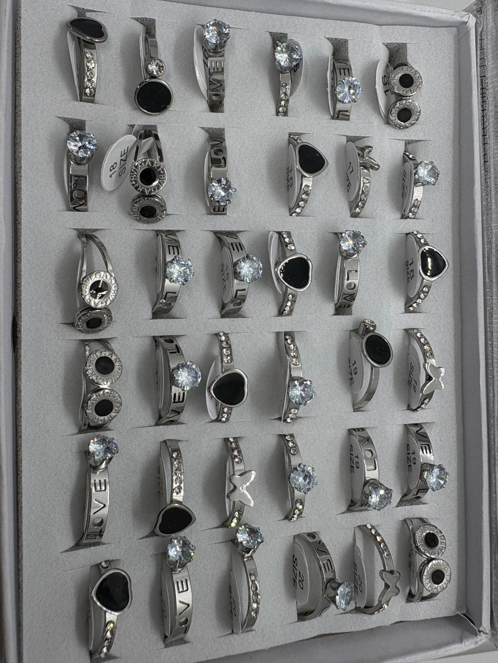 Anillos de acero con strass 718-A