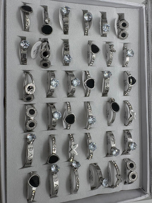Anillos de acero con strass 718-A