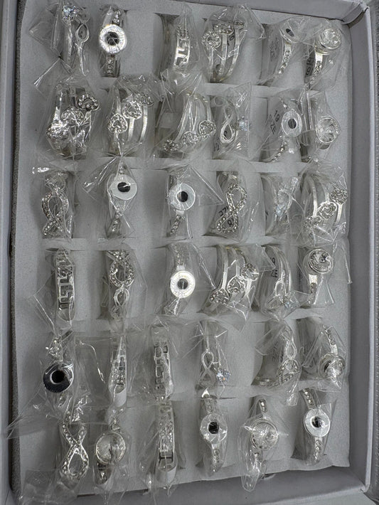 Anillos de acero blanco con strass 707-C