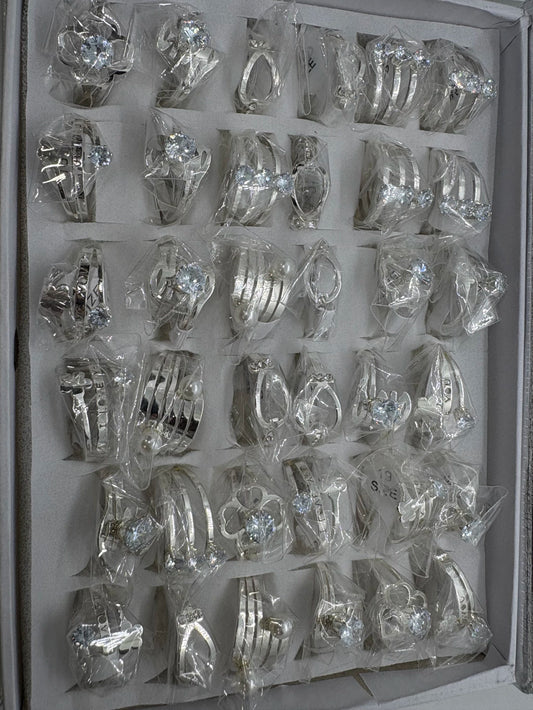 363-C Anillos de acero blanco con strass