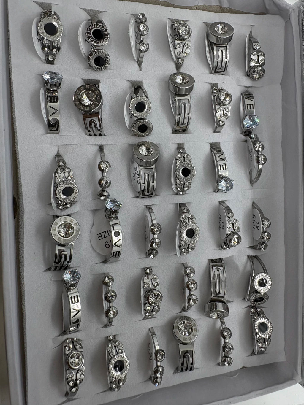 Anillos de acero con strass 712-A