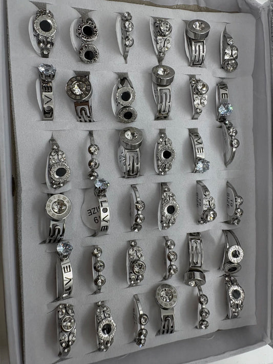 Anillos de acero con strass 712-A