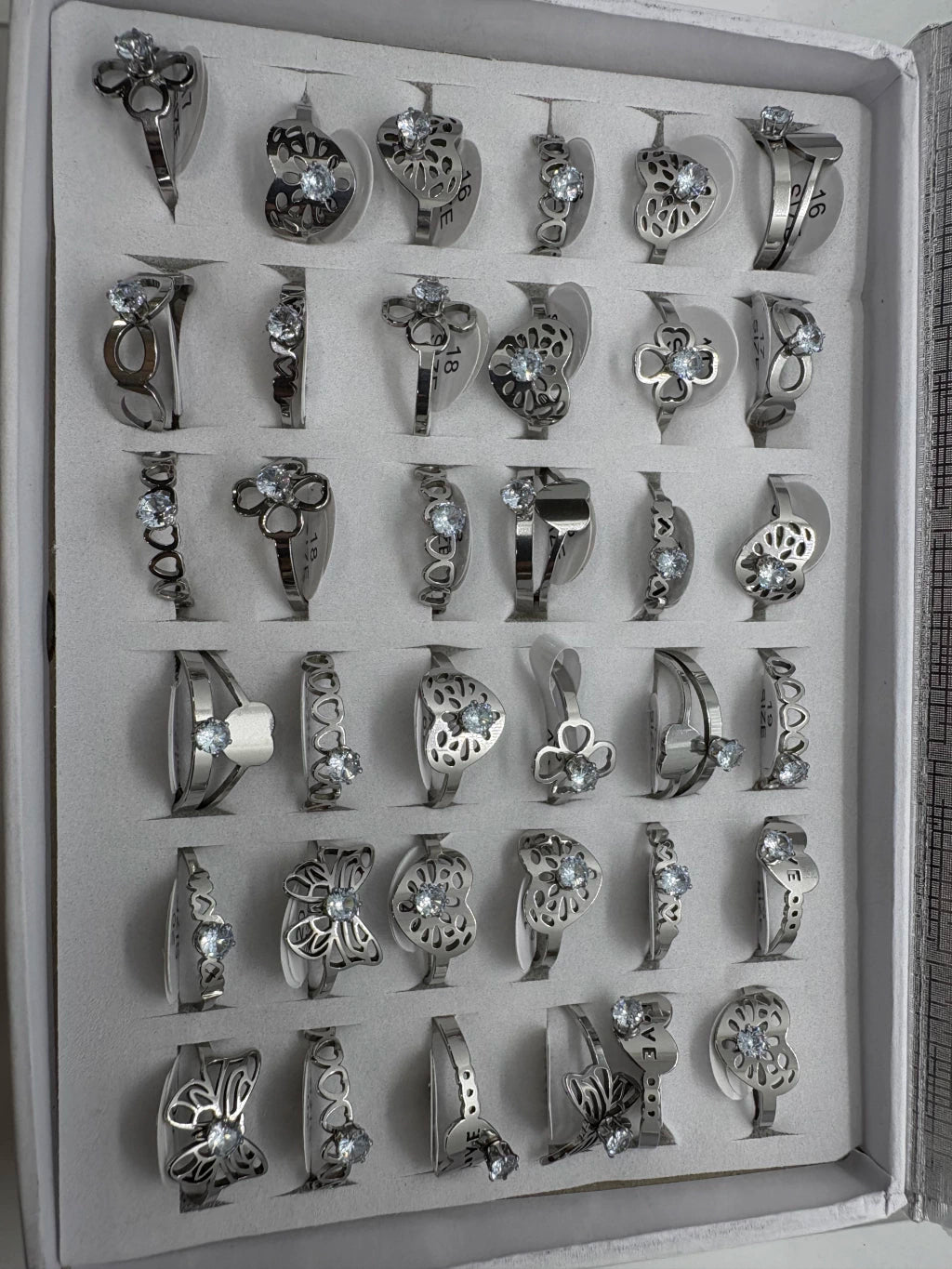 Anillos de acero con strass 726-A