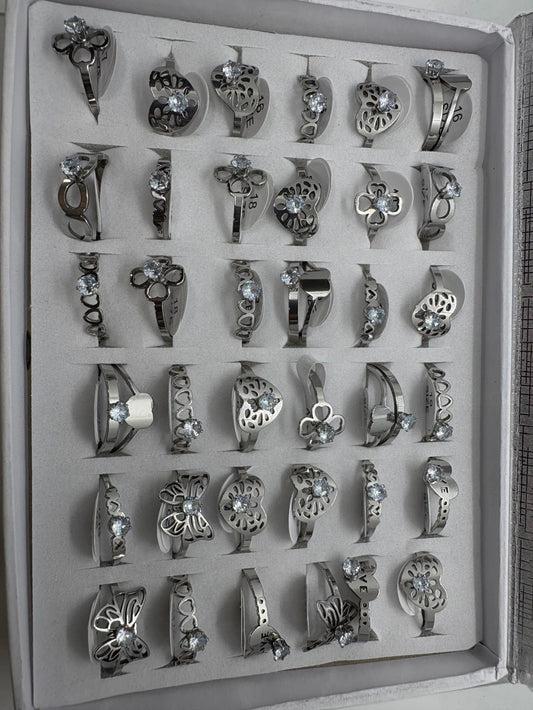 Anillos de acero con strass 726-A