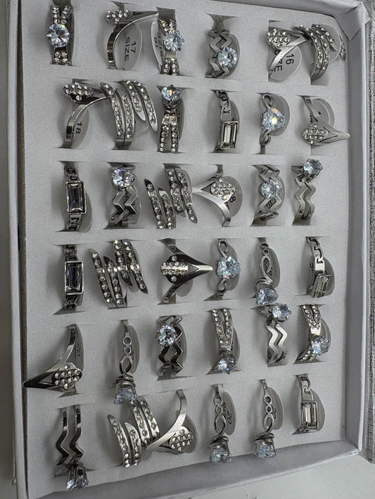 Anillos de acero con strass 723-A