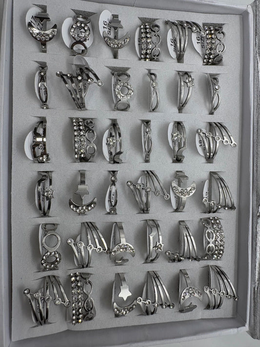 Anillos de acero con strass 743-A