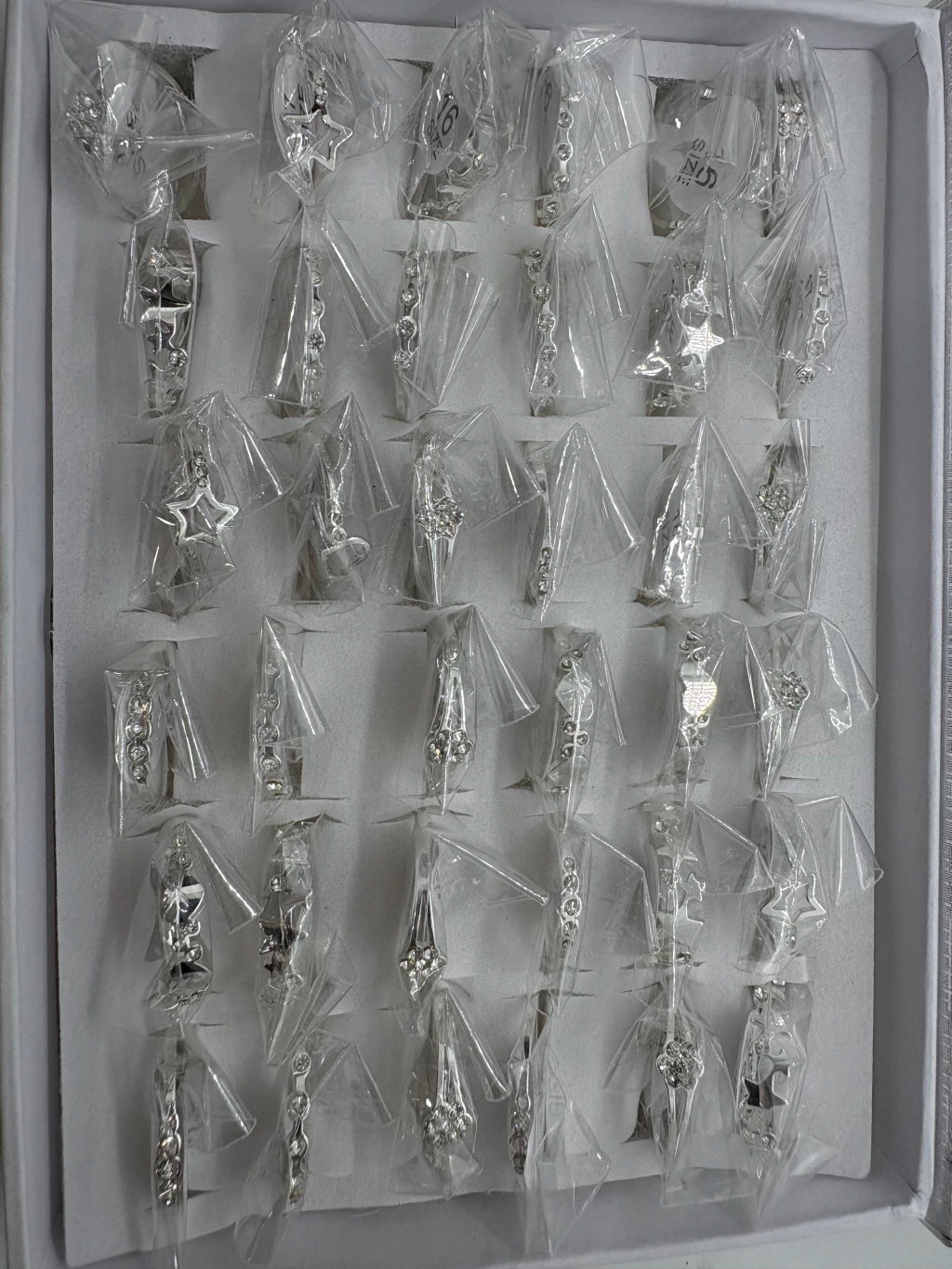 400C Anillos de acero blanco con strass