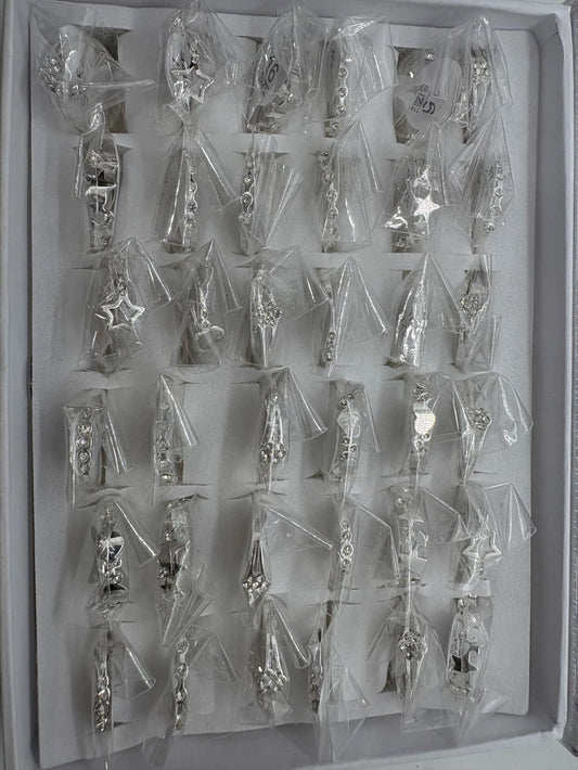 400C Anillos de acero blanco con strass