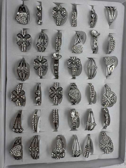Anillos de acero con strass 715-A
