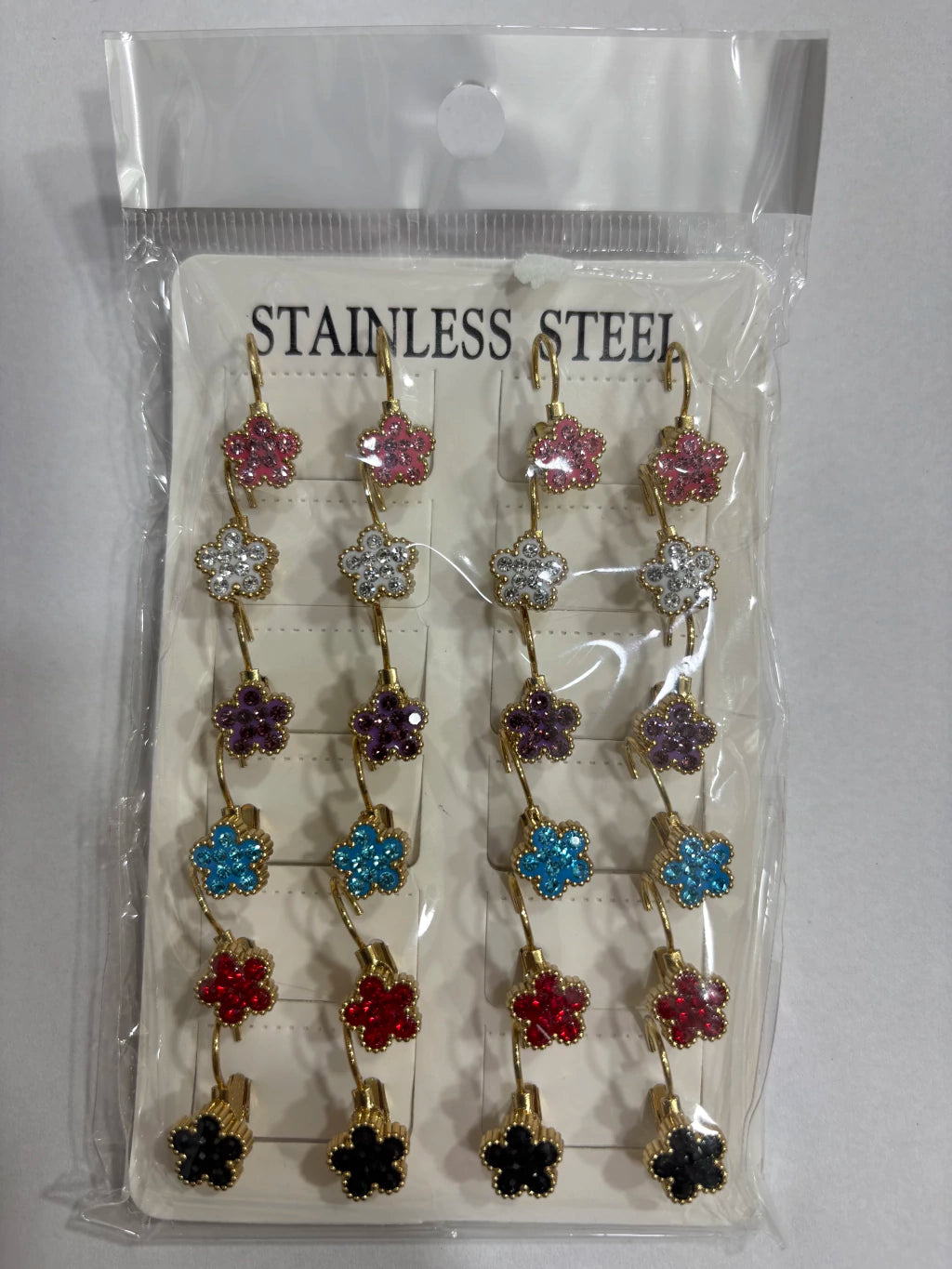 Aritos de acero dorado con strass x12
