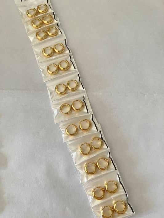 Aritos de acero dorado x12 416-B1