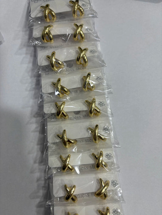 Aritos de acero dorado x12 656-B