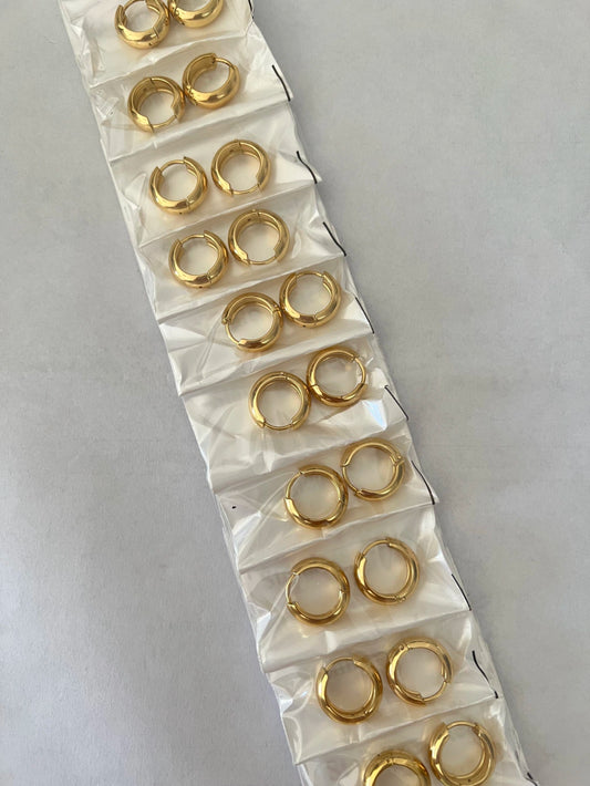 Aritos de acero dorado x12 416-B2