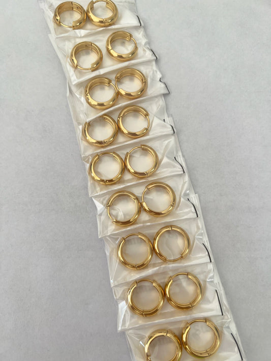 Aritos de acero dorado x12 416-B3