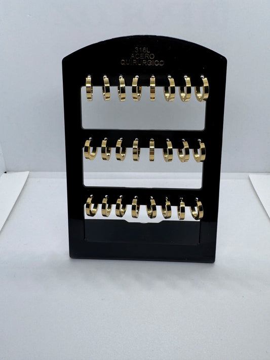 -357B1 aros cubanas acero dorado