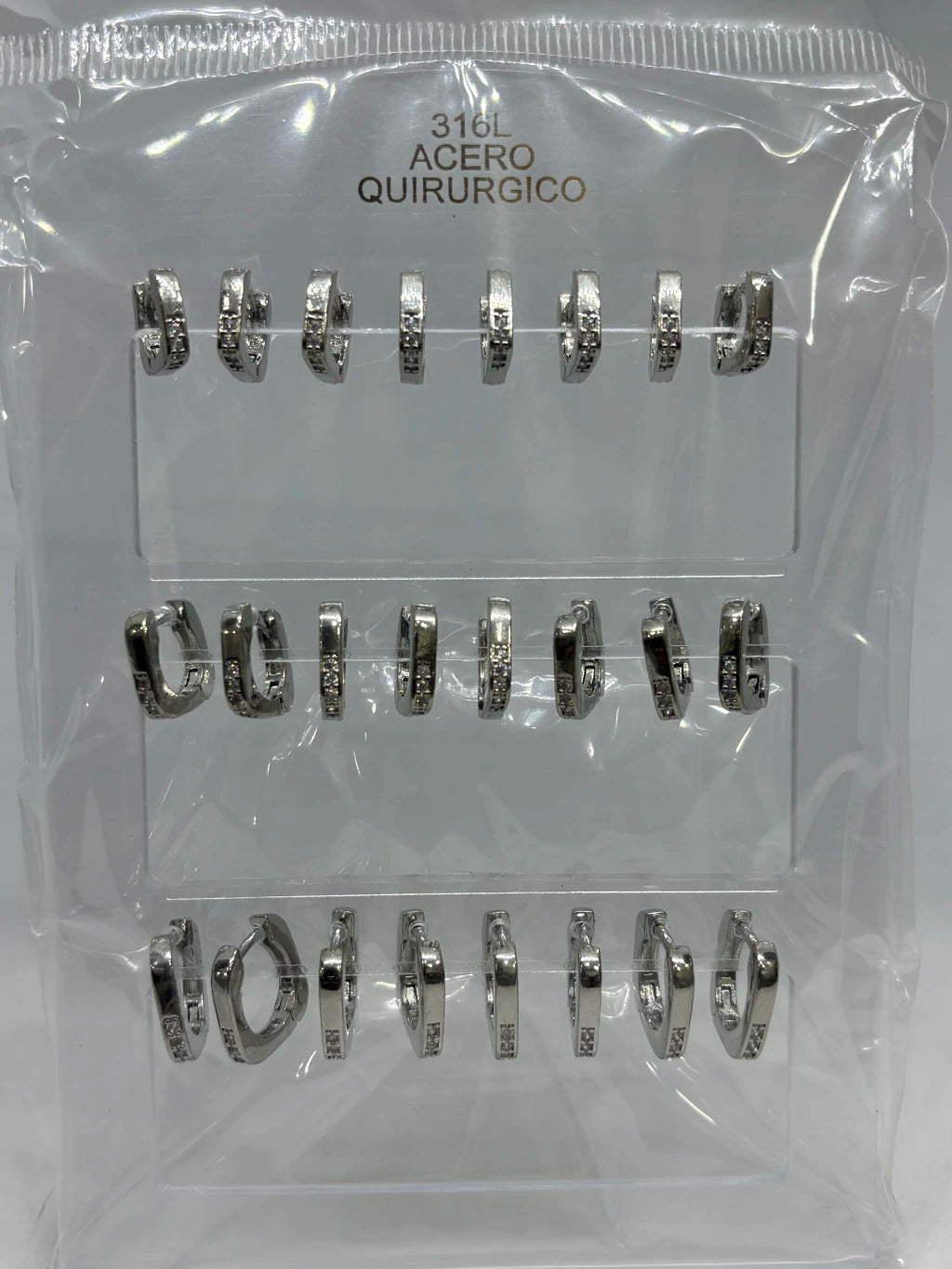 995A Aritos de acero con strass x12