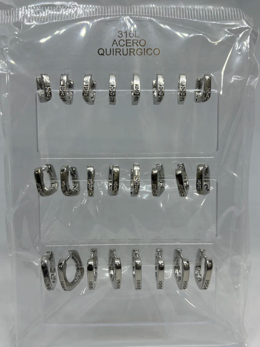 995A Aritos de acero con strass x12