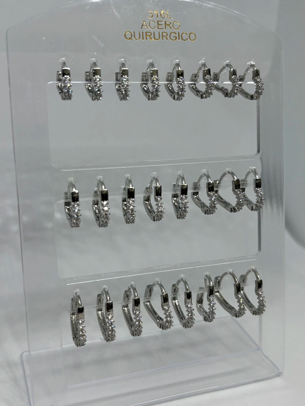 890A Aritos de acero con strass x12