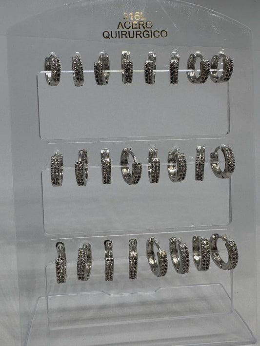 996A Aritos de acero con strass x12