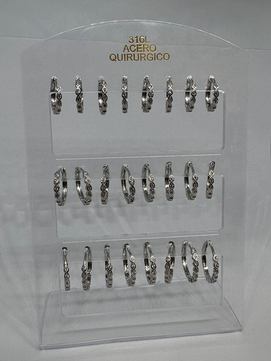 1000A Aritos de acero con strass x12