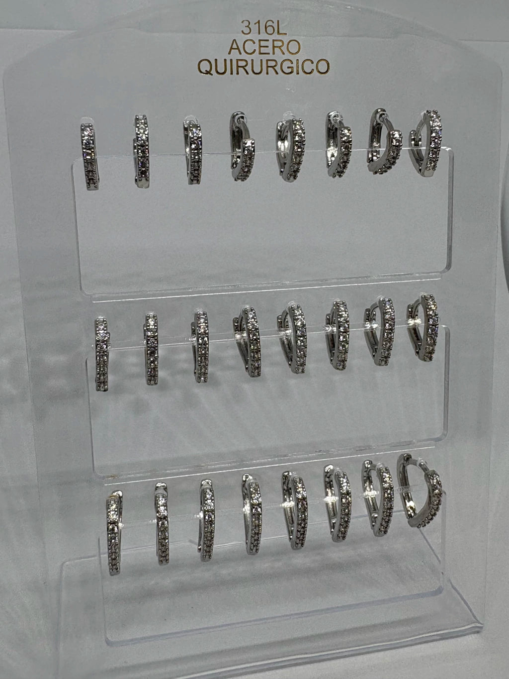 889A Aritos de acero con strass x12