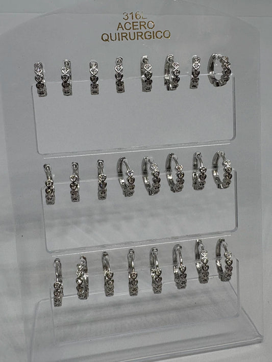 997A Aritos de acero con strass x12