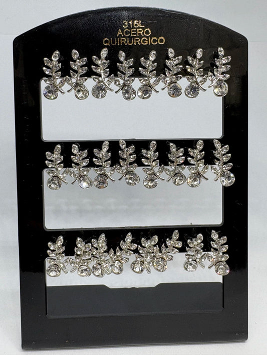 45 Aritos de acero con strass x12