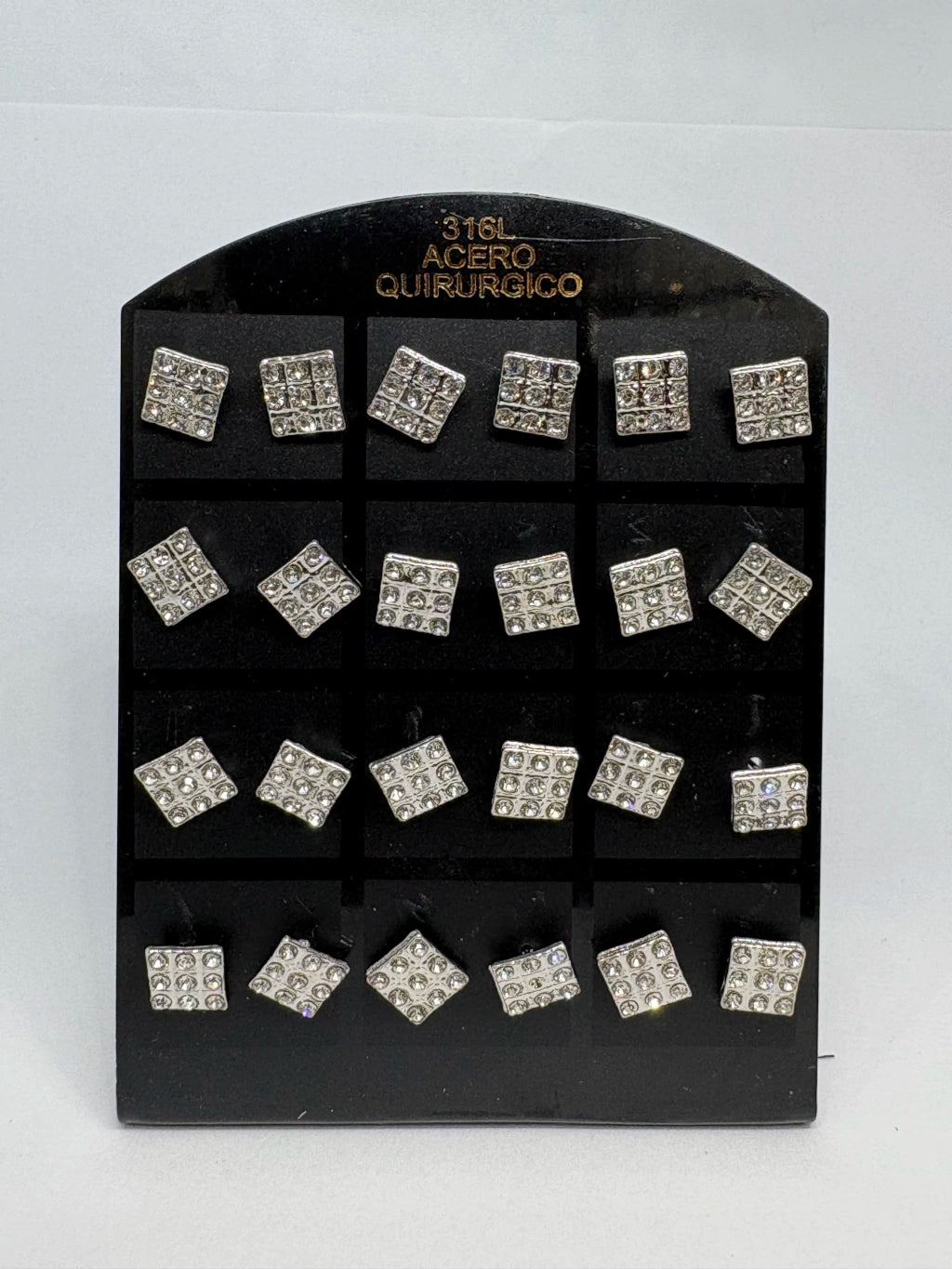946 Aritos de acero con strass x12