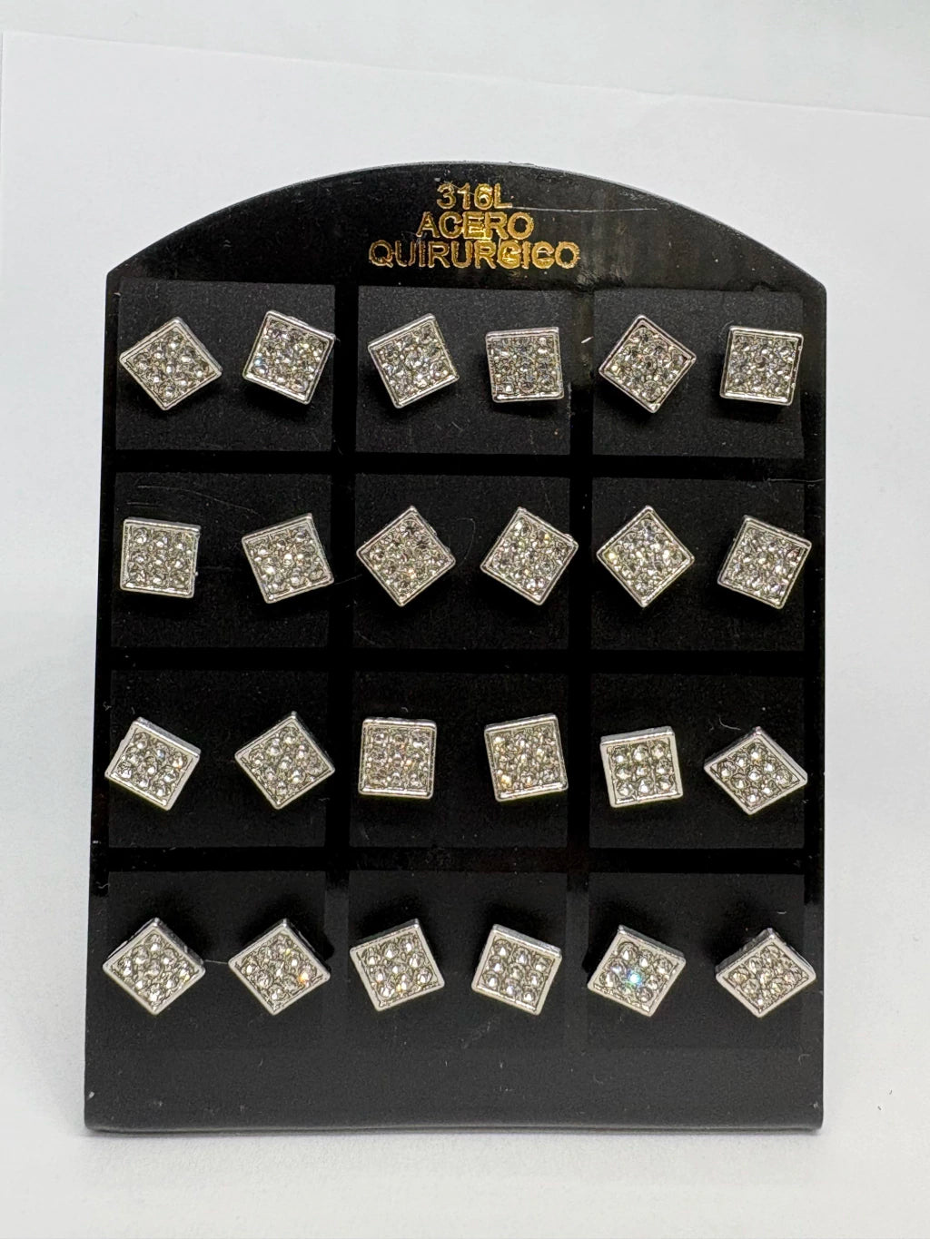 945 Aritos de acero con strass x12