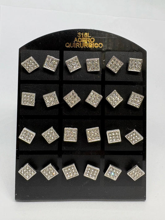945 Aritos de acero con strass x12