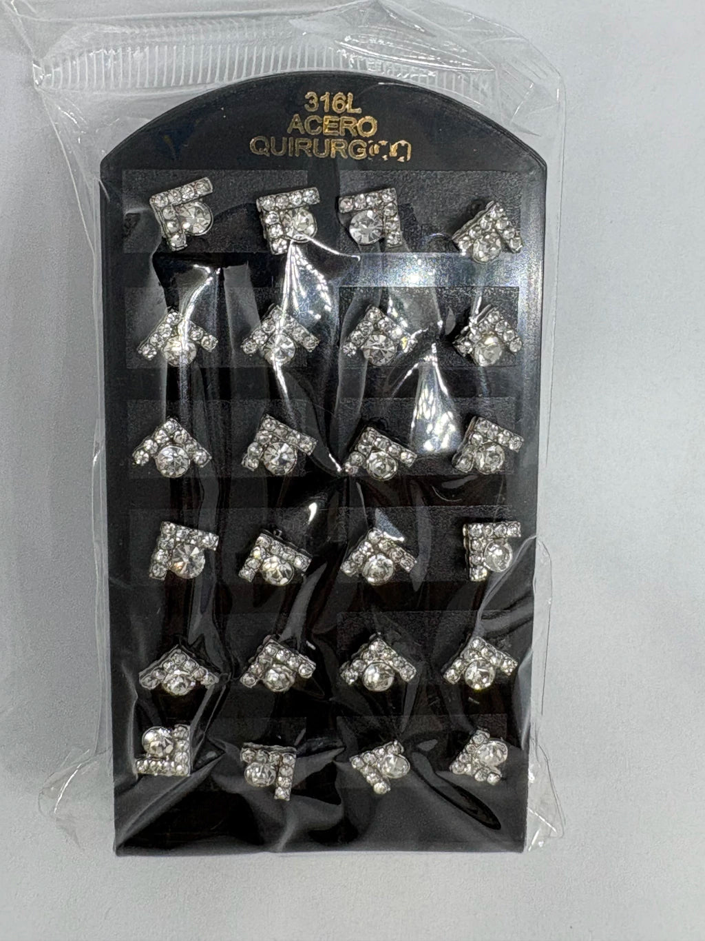 927 Aritos de acero con strass x12