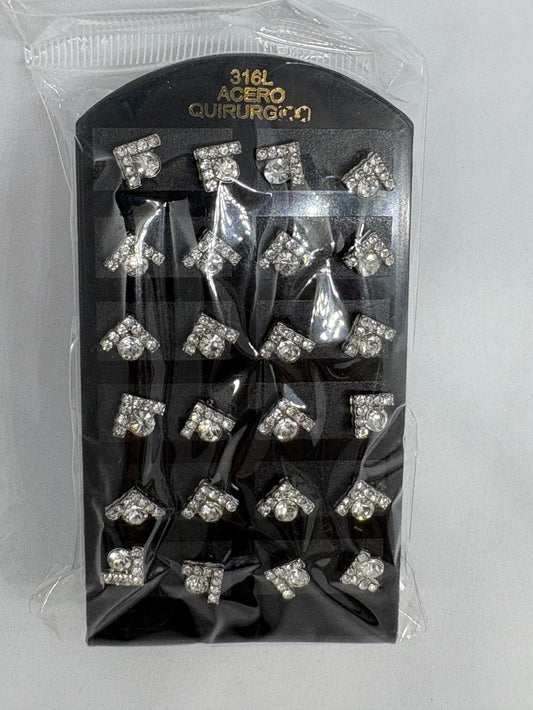 927 Aritos de acero con strass x12