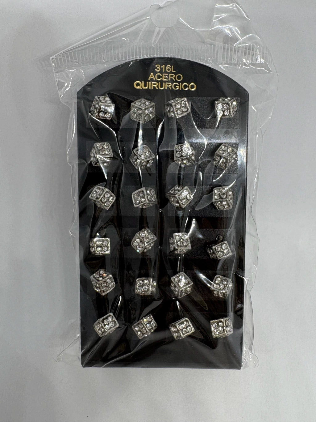 930 Aritos de acero con strass x12