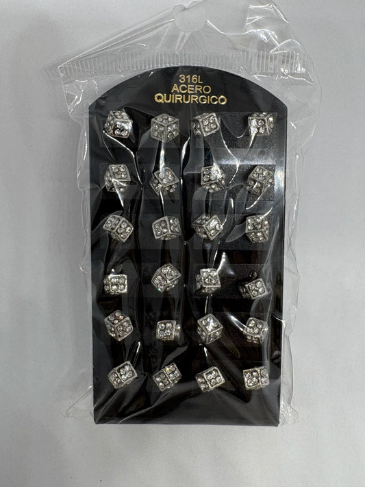 930 Aritos de acero con strass x12